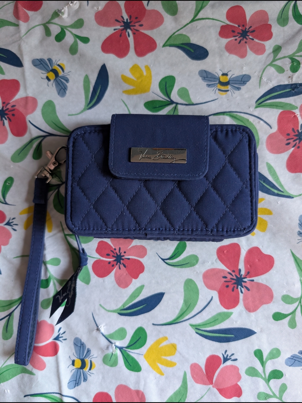 Vera Bradley Quilted Navy Wristlet Wallet with Removable Strap